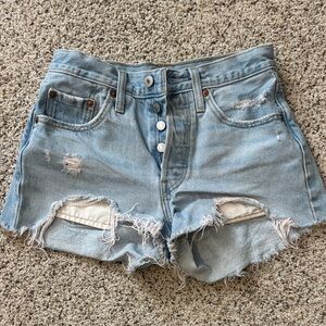 Barely Worn Levi's Light Blue Distressed Jean Shorts